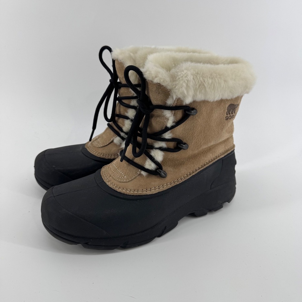 Sorel Snow Angel Lace Up Winter Boot Womens 8 Tan Black Waterproof Gorpcore